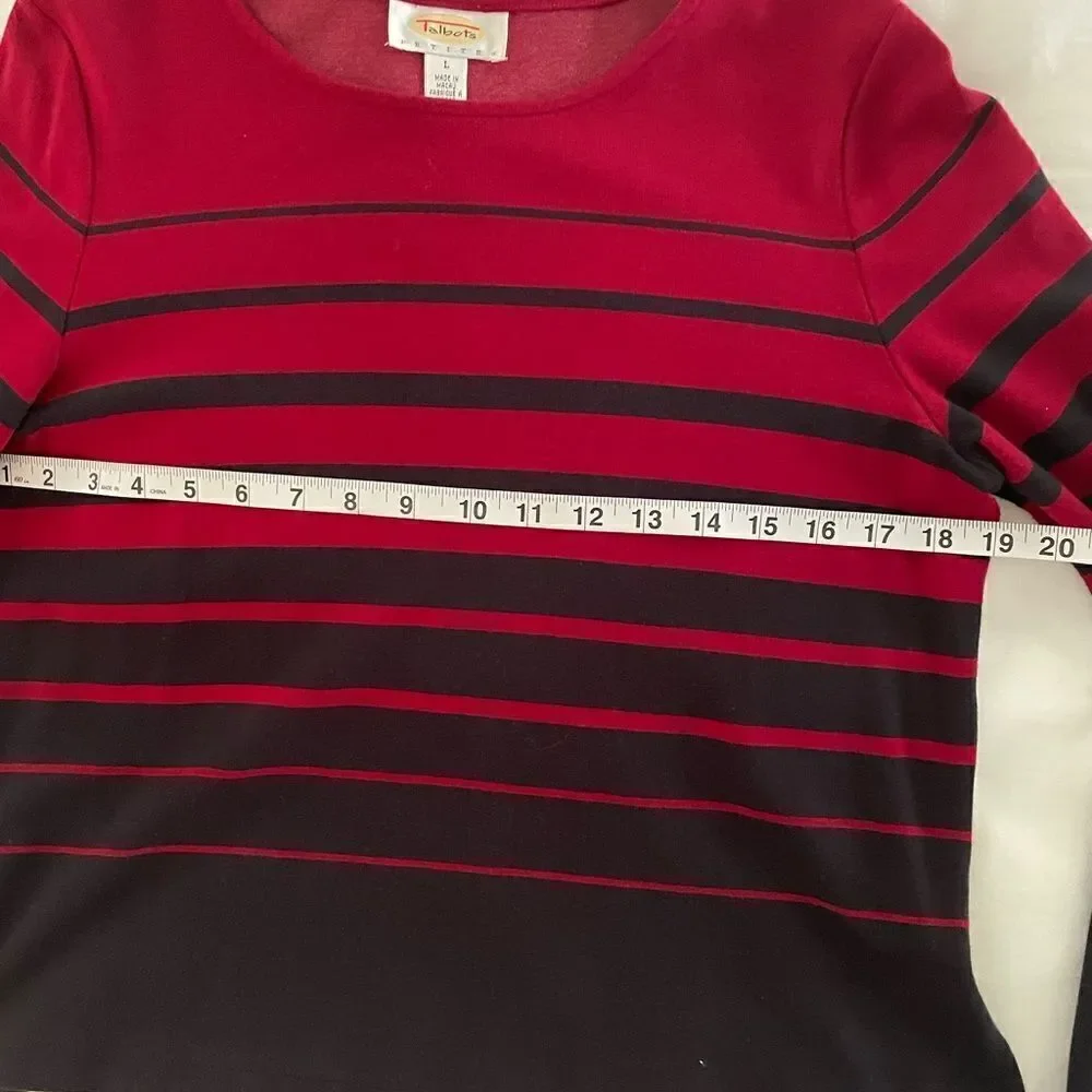 Talbots long sleeve black red sweater Size L